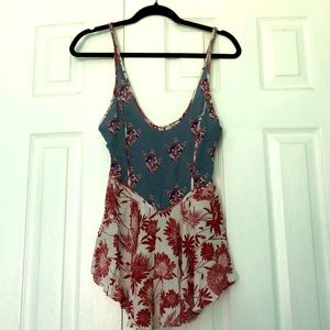 Free people intimately slip dress loungewear blue white red small